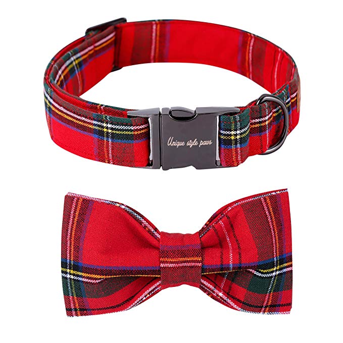 Unique style paws Christmas Dog and Cat Collar with Bow Pet Gift for Dogs and Cats Adjustable Soft&Comfy Cotton Collars 6 Sizes and 6 Patterns