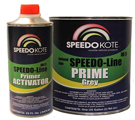 SpeedoKote SMR-210/211 - Automotive High Build 2K Urethane Primer Gray Gallon Kit, Fast Dry, Easy Sanding, Activator is included