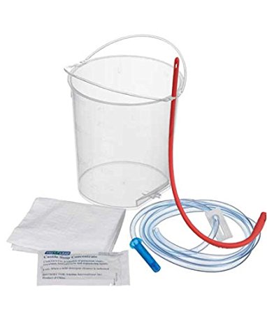 Enema Bucket ReUsable (BPA FREE) w/Reinforced Handles - Red Tube - Gerson Specific - *FREE* Recipe for Organic Green Coffee DETOX Included - Order Xtra Tube (60" Replacement on amazon.com UPC: 024606370930)