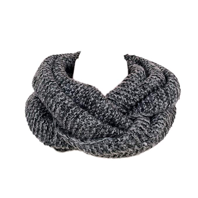 Two-Tone Winter Knit Warm Infinity Circle Scarf - Different Colors Available