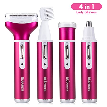 Lady Shaver 4 in 1, Nose Hair Trimmer, Rechargeable Eletronic USB Charging Wet & Dry Hair Remover Nose Ear Eyebow Trimmer for Body Bikini Armpi Face Leg Hand (Fuchsia)