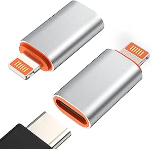 MoKo USB C to Lightning Adapter, 2 Pack USB C Female to Lightning Male Adapter Supports 27W PD Fast Charging Data Transfer for iPhone 14/13/12/11/XS/XR/SE, iPad/iPod/AirPods, Not for Audio/OTG, Silver