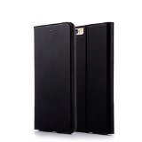 Nouske iPhone 6 6S Plus 55 inch Flip Folio Wallet Stand up Credit Card Holder Leather Case Cover HolsterMagnetic ClosureTPU bumper360 Full Body protection Black