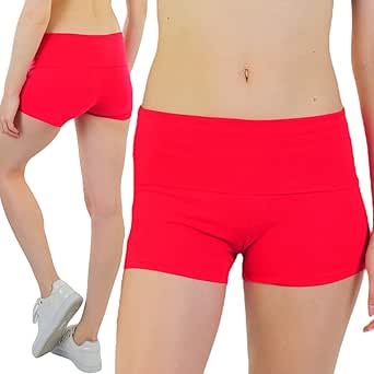 ToBeInStyle Women's Wide Waistband Rollover Yoga Shorts