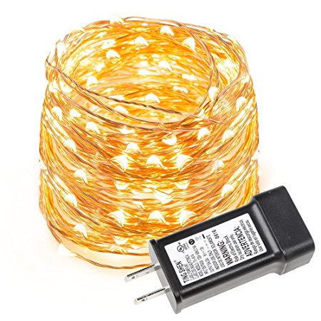 LE Copper Wire Lights, Waterproof 33ft 100 LEDs Starry String Lights, 10m Warm White Copper LED Strings, Starry LED Lights, Decor Rope Lights for Decorative Christmas Holiday Wedding Parties