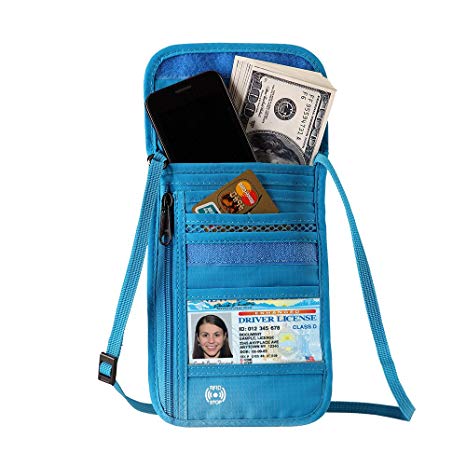Defway Travel Wallet RFID Blocking Hidden Money Pouch & Neck Passport Holder