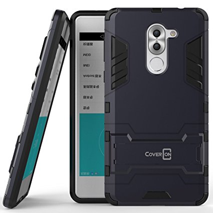 Huawei Honor 6X Case, Huawei Mate 9 Lite Case, CoverON [Shadow Armor Series] Hard Slim Hybrid Kickstand Phone Cover Case for Huawei Honor 6X or Mate 9 Lite- Navy Gray