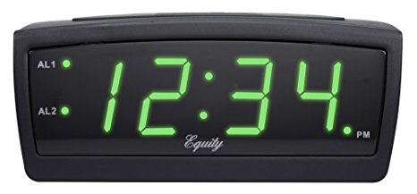 Equity by La Crosse 30229 LED Digital Alarm Clock, 0.9-Inch, Green