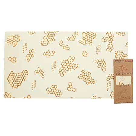 Bee's Wrap Reusable Baguette Wrap, Eco Friendly, Sustainable, and Plastic Free Bread Keeper & Food Storage - 14" x 26"