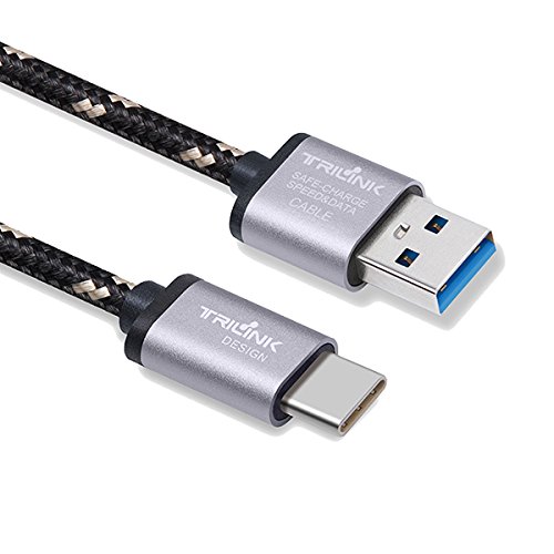 USB-C to USB 3.0 Cable, TriLink (5ft/1.5M) Durable Braided USB C Cable, High Speed USB 3.0 A Male to Type C Sync and Charging Cables with 56k Resistor(Grey)