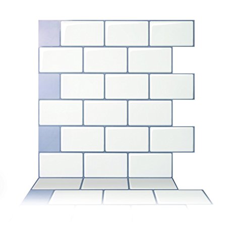 Tic Tac Tiles - Premium Anti-mold Peel and Stick Wall Tile in Subway Mono White (10 tiles)