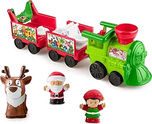 Fisher-Price Little People Toddler Toy Musical Christmas Train with Santa Elf & Reindeer Figures for Pretend Play Kids Ages 1  Years