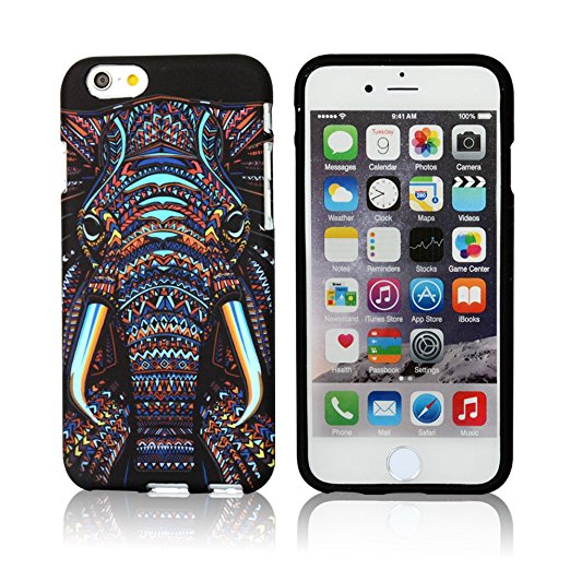 iPhone 6/6s Case,CLOUDS Night Luminous Luxury Fashion Cool Cute Elephant HD Vintage Tribe Stripe Animal Pattern Premium TPU Rubber Silicone Slim Flexible Durable Soft Protective Case for iPhone 6/6s