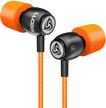 LUDOS Clamor Earbuds in-Ear Headphones with Microphone, Wired Earphones with New Generation Memory Foam, Reinforced Cable, Bass, Volume Control Compatible with iPhone, Apple, Samsung, Sony, Huawei