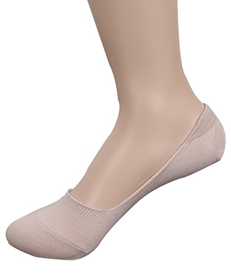 TETIBA Women’s Premium Cotton No Show Liner Socks with Double Elastic band & Non slip Silicone Patch 1 to 4 Pack