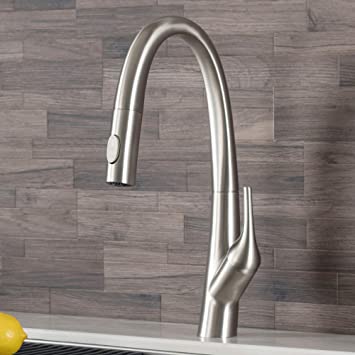 KRAUS Arqo M Single Handle Pull-Down Kitchen Faucet in Spot Free Stainless Steel, KPF-2523SFS