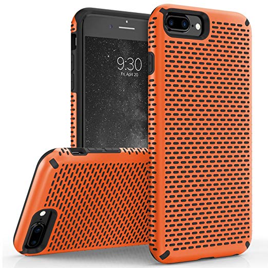 Zizo Echo Series Compatible with iPhone 8 Plus case Dual Layered TPU and PC with Anti Slip Grip iPhone 7 Plus case Orange Black