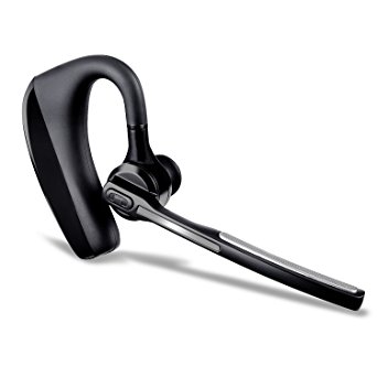 Bluetooth Headset, Aumet Wireless Business Earpieces/Headphones with Microphone – Lightweight and Noise Reduction Earphones/Earbuds for Cell Phones-Black  silver
