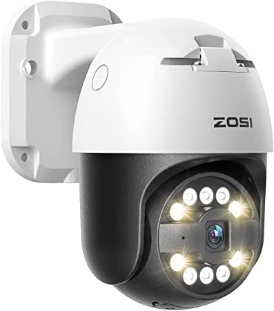 ZOSI C296 5MP 3K PoE PTZ Camera Outdoor with AI Face Human Vehicle Detection and Siren Alarm, Starlight Night Vision, Auto Tracking, Floodlights, 2-Way Audio, Pan/Tilt, Remote Access, SD Card Storage