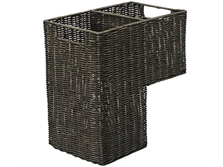 KOUBOO Wicker Stair Step Basket in Wash, Dark Brown