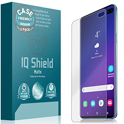 IQ Shield Matte Screen Protector Compatible with Galaxy S10 Plus 6.4 inch (Case Friendly)(2-Pack) Anti-Glare Anti-Bubble Film (NOT Compatible with Verizon S10 5G 6.7 inch)