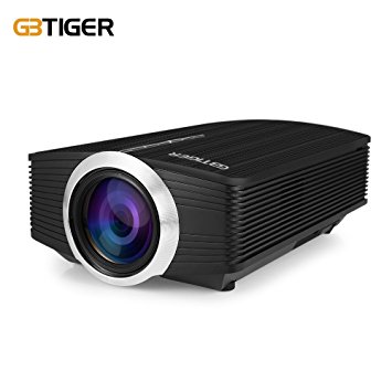 Projector, GBTIGER 1600 Lumens Portable Home Projector Support Full HD 1080P 800 x 480 Pixels Multimedia Home Theater Movie Game Video Projector