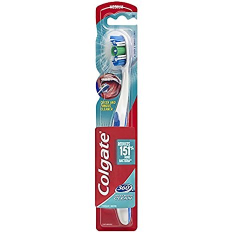 Colgate 360 Toothbrush with Tongue and Cheek Cleaner - Medium (1 Pack)