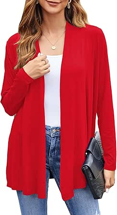 Bluetime Women Casual Lightweight Open Front Cardigans Soft Draped Long Sleeve Cardigans Dusters