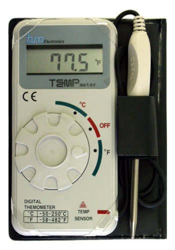 HM Digital TM-1 Industrial Grade Digital Celsius and Fahrenheit Thermometer, -50 to  250 Degree C / -58 to  482 Degree F Temperature Range, Stainless Steel Probe, 20" Cable