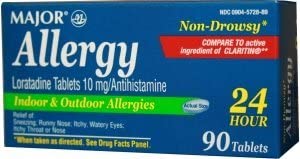Major Pharmaceuticals Non-Drowsy Allergy Loratadine 10mg Tablets, 90 Count
