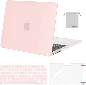 MOSISO Compatible with MacBook Air 13.6 inch Case M2 M3 2022-2024 A2681 A3113, Plastic Hard Case&Keyboard Cover&Screen Protector&Pouch Compatible with MacBook Air 13 inch Case M2 M3, Chalk Pink