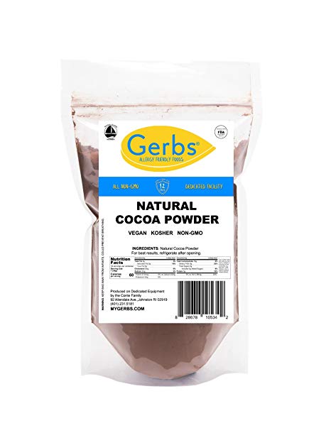 Gerbs Natural Cocoa Powder, 1 LB - Top 12 Food Allergen Free & NON GMO - Product of Canada – Packaged in USA