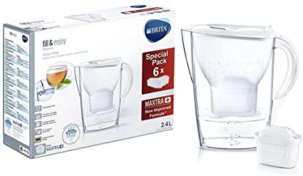 Brita Halbjahrespaket Cool weiß Marella Water Filter Jug Half-Year Pack Maxtra (Pack of 6), White