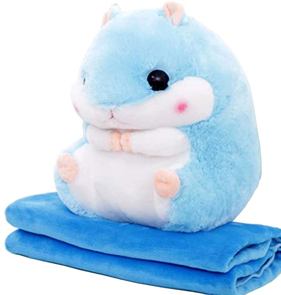 YunNasi Baby Blanket Hamster Throw Pillow Plush Stuffed Animal Toy 19.7Inch Blanket