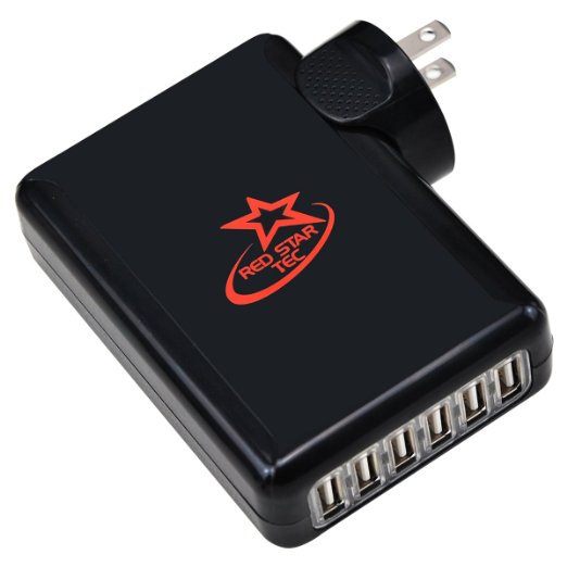 Red Star Tec Global 6 Port USB Travel Wall Charger For Iphones Ipads & Android Devices