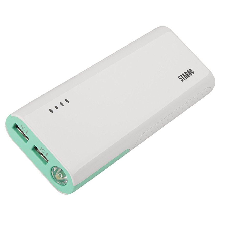 Staroc - 13000mAh High Capacity Portable Charger External Battery Power Bank with for iPhone 6 Plus 5S 5C 5 4S, Galaxy S6 S5 S4 Note Tab (White&Green)