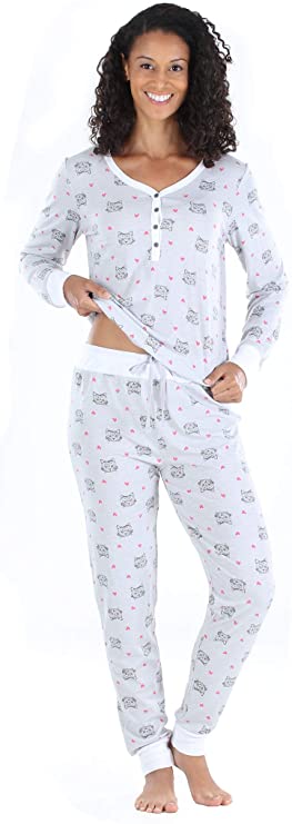 Sleepyheads Women’s Knit Long Sleeve Henley and Pant Pajama Set
