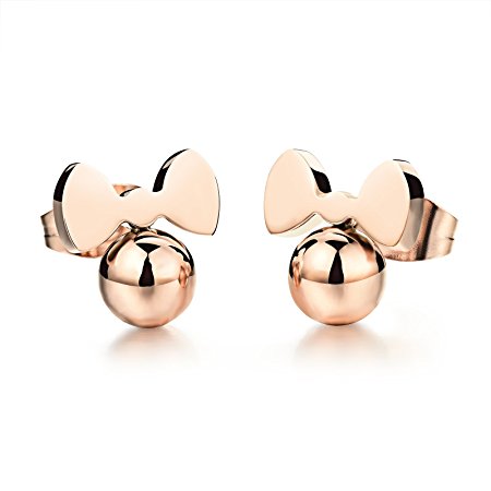 Fate Love Jewelry Cute Rose Gold Plated Little Mouse Stud Earrings for Girls Women, Hypoallergenic