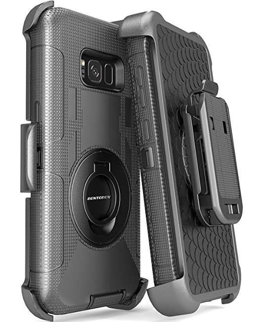 Galaxy S8 Plus Case, Samsung Galaxy S8 Plus Case, BENTOBEN Shockproof Heavy Duty Kickstand Belt Clip Hybrid Full Body Rugged Holster Protective Case for Samsung Galaxy S8 Plus (6.2 inch), Black