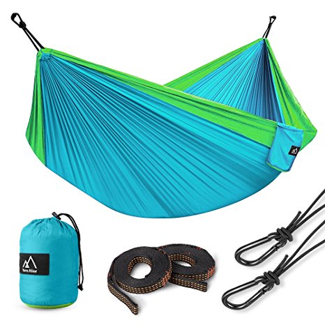 Nylon Hammock, Terra Hiker Lightweight Hammock, Portable Hammock, Straps & Carabiners Included, for Backpacking, Camping, Travelling, Beach