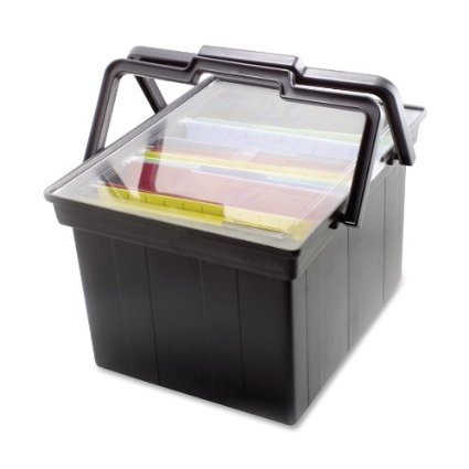 ADVANTUS Companion Letter/Legal Portable Plastic File Box, Includes Lid and Handles, 17 x 14 x 11 Inches, Black (TLF-2B)