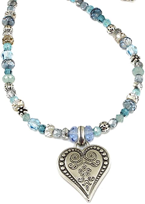 Brighton Ophelia Jewels Czech Glass Heart Blue Pendant Necklace