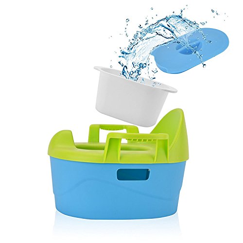 3 in 1 Travel Potty Chair, Baby Potty/Toilet Trainer/Step Stool All in One, Stable and Comfortable, Baby Potty Training Seat for Boys and Girls-Makes Potty Training Fun and Easy (Blue)