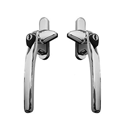 Locking Cockspur Window Handle Kit Pair - Chrome- 1 x Left Hand & 1 x Right Hand - One Size Fits All inc Screws