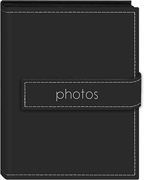Pioneer Photo Albums EXP-46/BKP 36-Pocket 4 x 6-Inch Embroidered "Photos" Strap Sewn Leatherette Cover Photo Album, Mini, Black