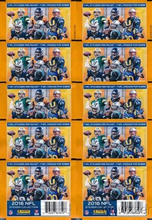 2016 Panini NFL Football Stickers Collection with 10 Factory Sealed Sticker Packs & 70 MINT Stickers! Look for Stickers of NFL Superstars & RC's Including Tom Brady, Odell Beckham,Carson Wentz & More!