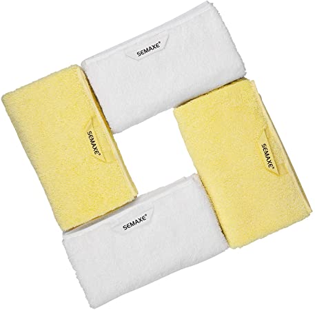 SEMAXE Towel Cotton Yellow and White Hand Towel with Hanging Loop,Gift Box Packaging , 4-Pack Hand Towel