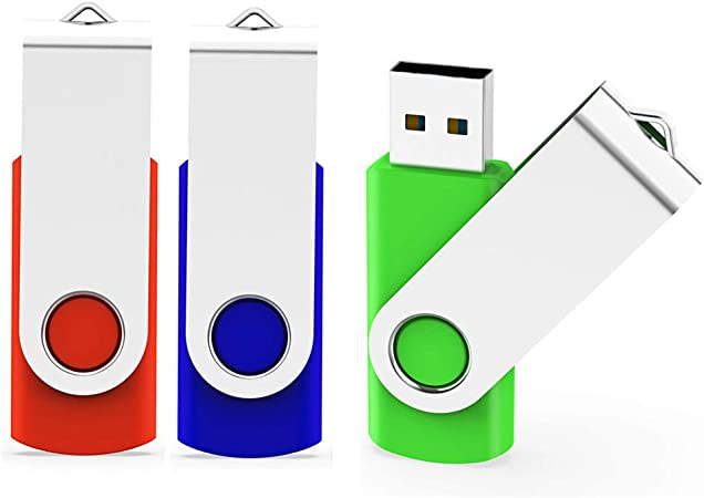 USB Stick, Aiibe 3 Pack 8GB USB Flash Drive Memory Stick Thumb Drive 8GB USB Drives 2.0 with Lanyards (3PCS, Red/Blue/Green)