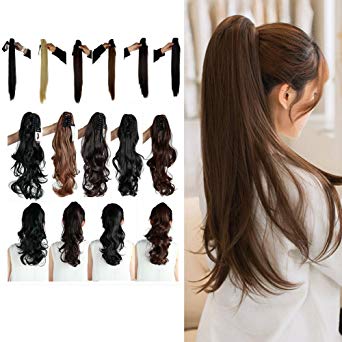 Synthetic Claw Ponytail Long Short Cute Clip in Pony Tail Hair Extension Handy Jaw Straight Wavy 12'' 18'' 21'' 24'' 26''