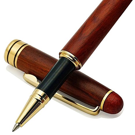 ZDTech Handcrafted Rosewood Ballpoint Pen/Fountain Pen Luxury Elegant Fine Gift for Signature Calligraphy Executive Business (Ballpoint Pen)